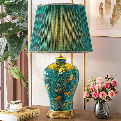 Decorbites™ Smaragd-Königin Grüne Keramiktischlampe - Beleuchtung für Luxus-Villa-Schlafzimmer und Wohnzimmer