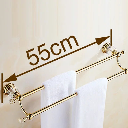 Decorbites™ Kristallgold Doppeltuchhalter für das Badezimmer, 60 cm Länge