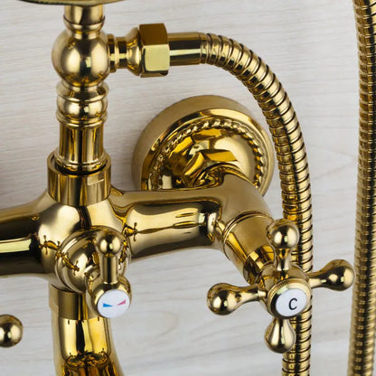 Decorbites™ Golden Duscharmatur mit Doppelgriffen für Waschbecken und Badewanne