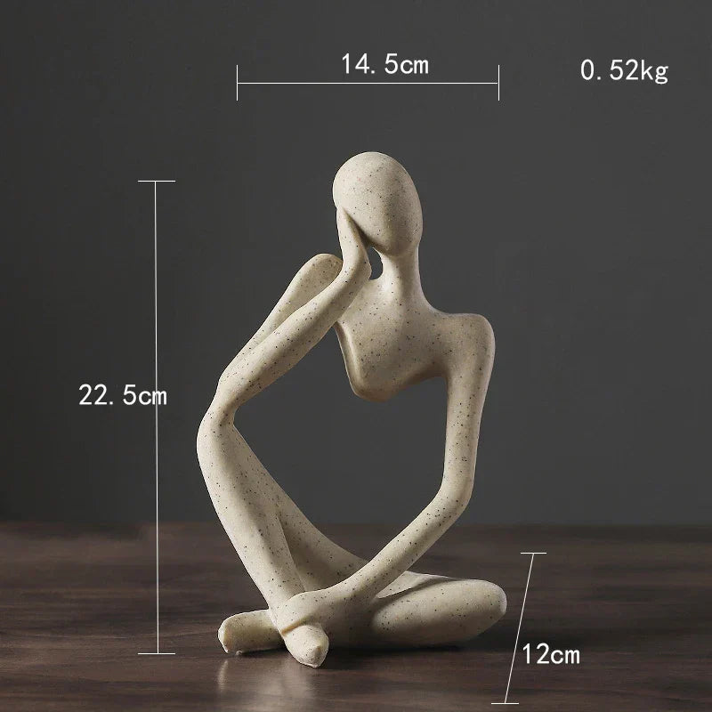 Decorbites™ Abstrakte Denkerin Frau-Figur Harz-Skulptur Modernes Kunst-Dekor Handwerksornament