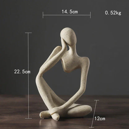 Decorbites™ Abstrakte Denkerin Frau-Figur Harz-Skulptur Modernes Kunst-Dekor Handwerksornament