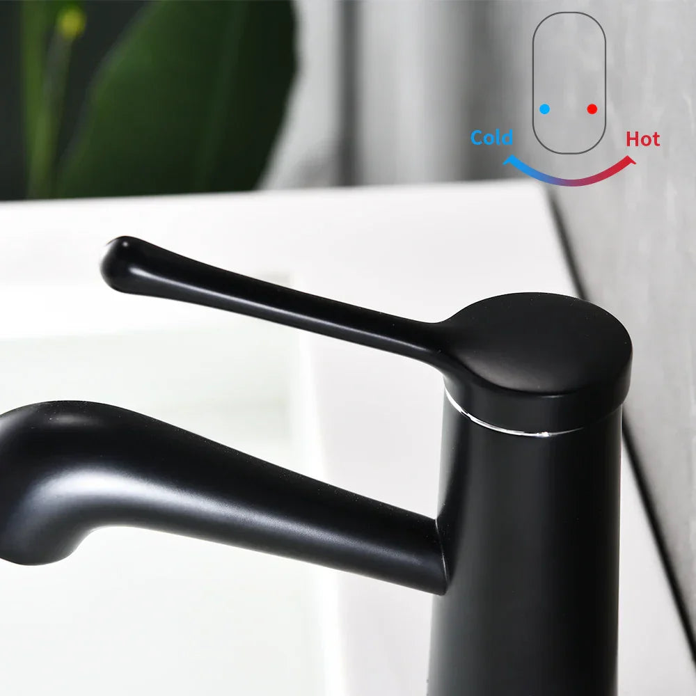 DecorBites™ Gold Waterfall Basin Faucet Mixer Tap Modern Single Hole Cold Hot Water