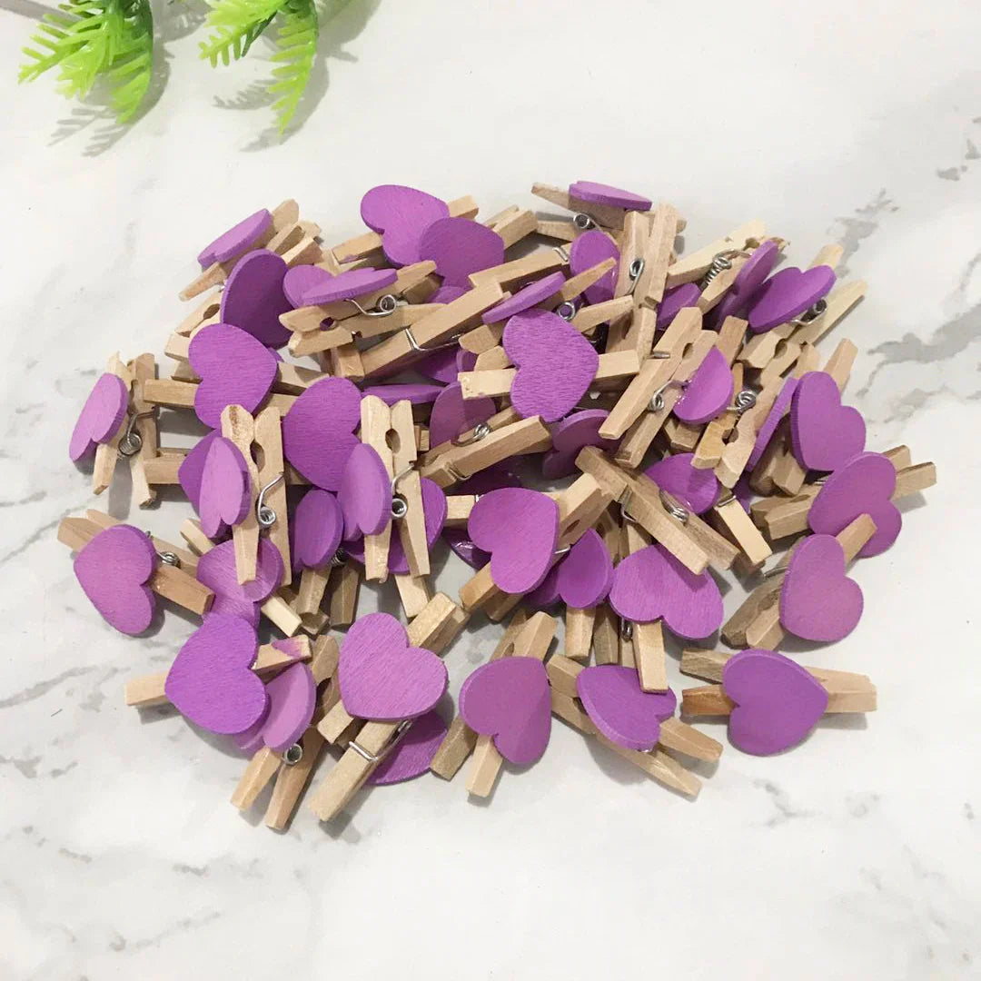 Decorbites™ 50er-Pack Romantische Herzförmige Holzclips für Heimdekoration und Partys