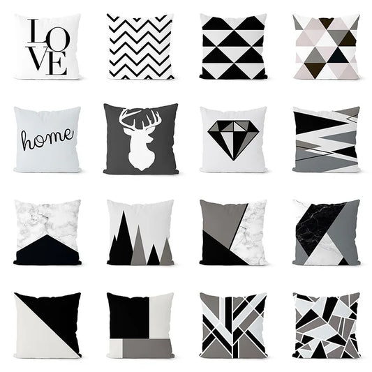 Decorbites™ Geometrisches Schwarz-Weiß Kissenbezug-Set – Heim-Sofadecoration Kissen