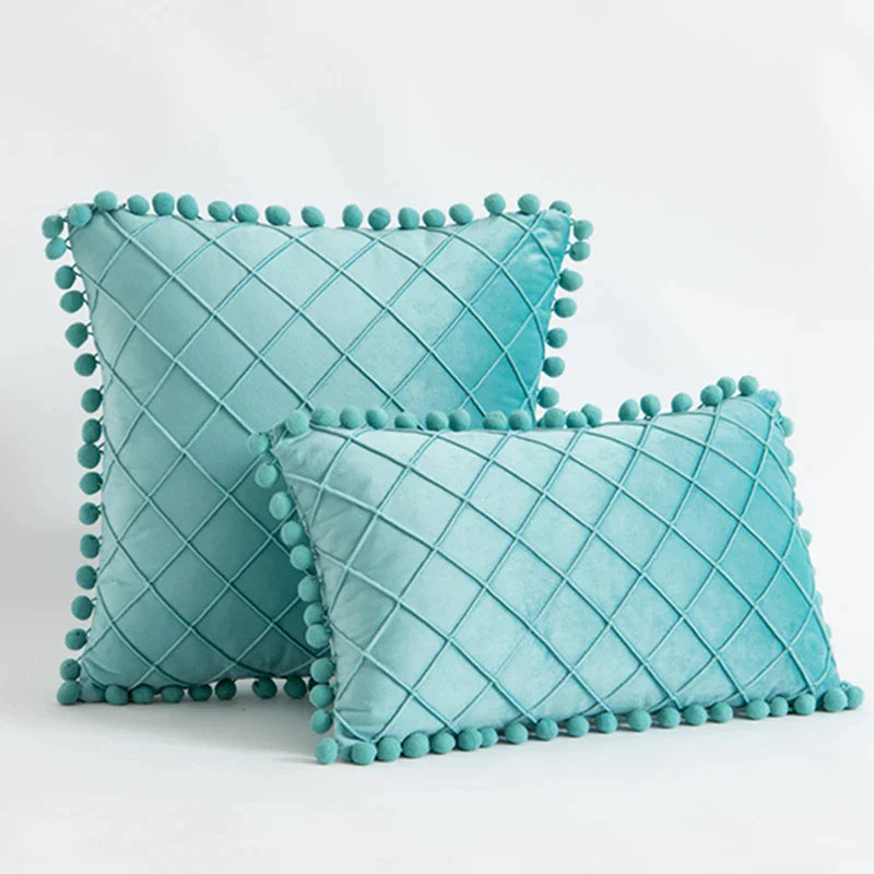 DecorBites™ Corduroy Striped Pompom Pillowcase for Bedroom Sofa Living Room
