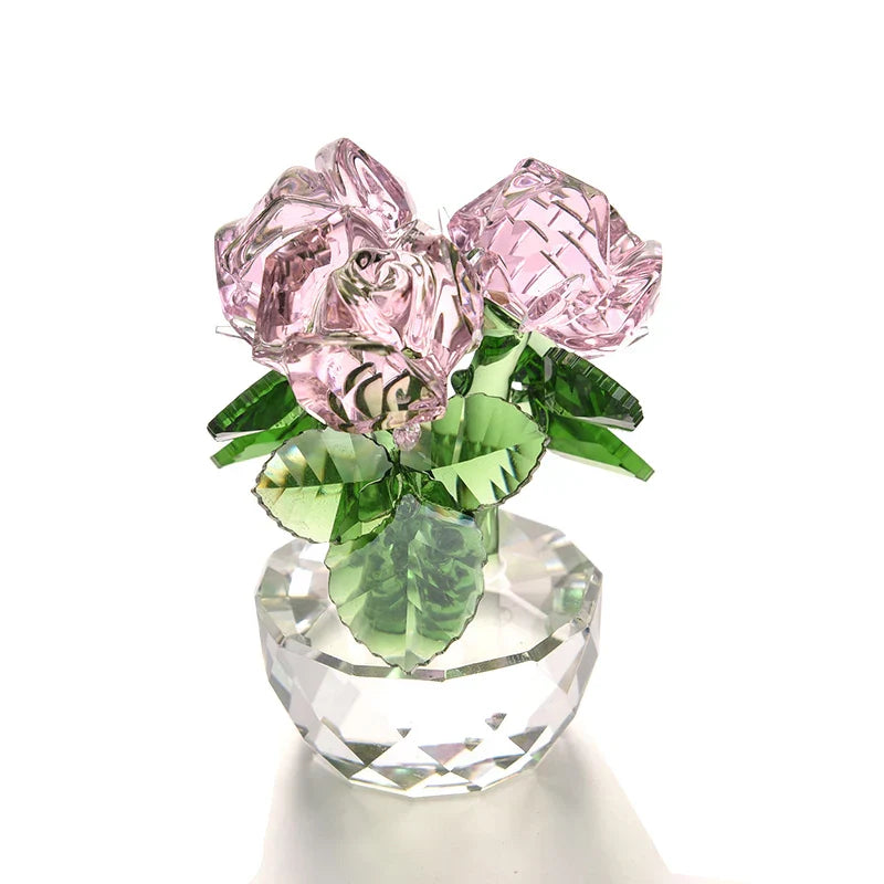 Decorbites™ Kristall-Rosenblumen-Träume Glas-Papiergewicht-Bouquet-Skulptur