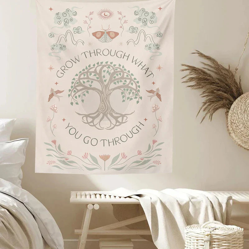 Decorbites™ Lebensbaum Sonne Mond Wandbehang für die Hausdekoration und das Wohnheimzimmer