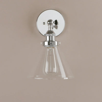 DecorBites™ Funnel Glass Shade Wall Sconce Light Fixture - Modern Metal Lamp for Bedroom, Bathroom