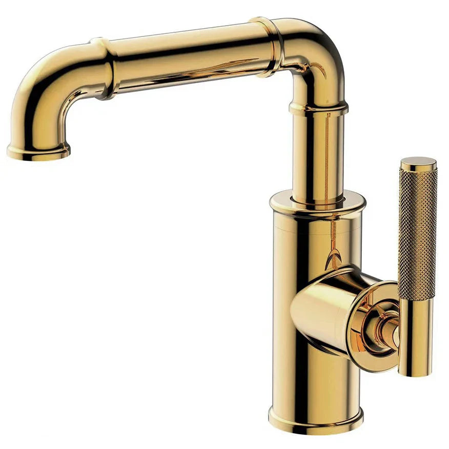 Gold Brass Basin Faucet With Solid Brass Body