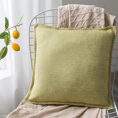Decorbites™ Leinen-Fransen-Kissenbezug: Blau Grau Gelb Rot Grün für Sofa Bett