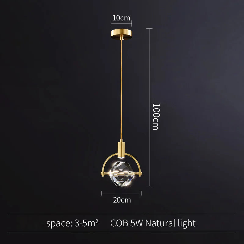 Gold Crystal Art Deco Pendant Light For Kitchen