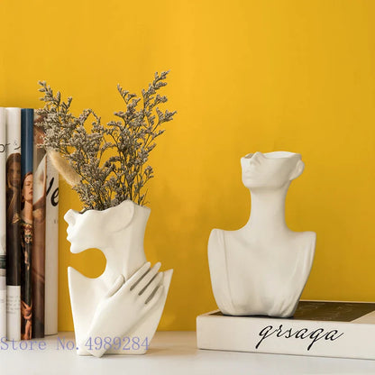 Decorbites™ Abstraktes Halbgesicht Keramikvasen-Porträt-Ornament Künstliches Handwerk