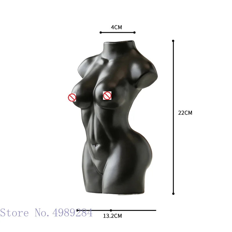Decorbites™ Abstrakte Nackte Frau Keramikvase Schwarz Weiß Wohnraumdekoration Ornament