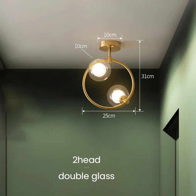 Gold Glass Ball Chandelier 6-Head Clear Spheres