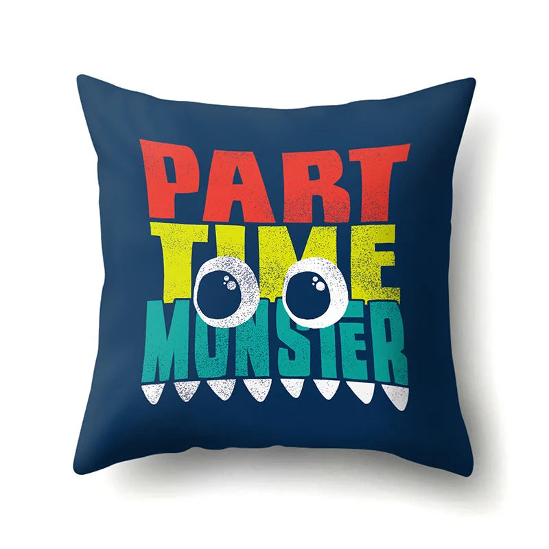 Decorbites™ Dino-Baby-Kissenbezug: Süßer Dino-Auto-Fahrer-Buchstaben-Kissenbezug für Schlafzimmer-Dekoration