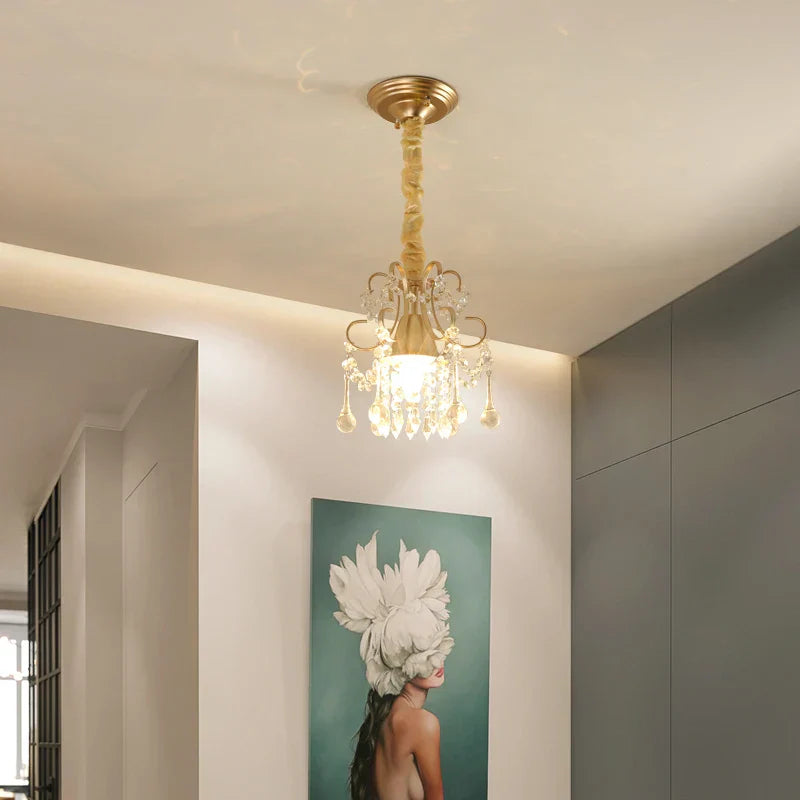 DecorBites™ Gold Crystal Round Ceiling Chandelier for Living Room LED Light Fixtures
