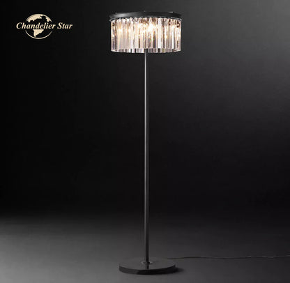 Decorbites™ Industrielle Kristall-LED-Stehlampe Chrom Schwarz Metall Stehleuchte