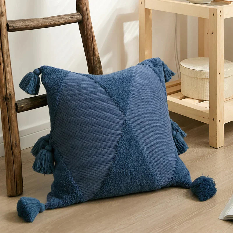 Tassel Knit Cushion Cover Mustard 45x45cm
