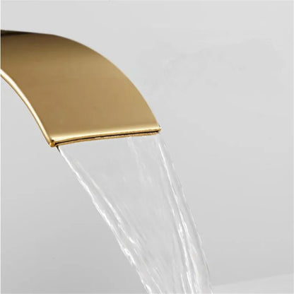 Decorbites™ Gold Wasserfall Beckenarmatur: Messing Badezimmer Mischbatterie, Heiß-Kalt Waschbeckenarmatur
