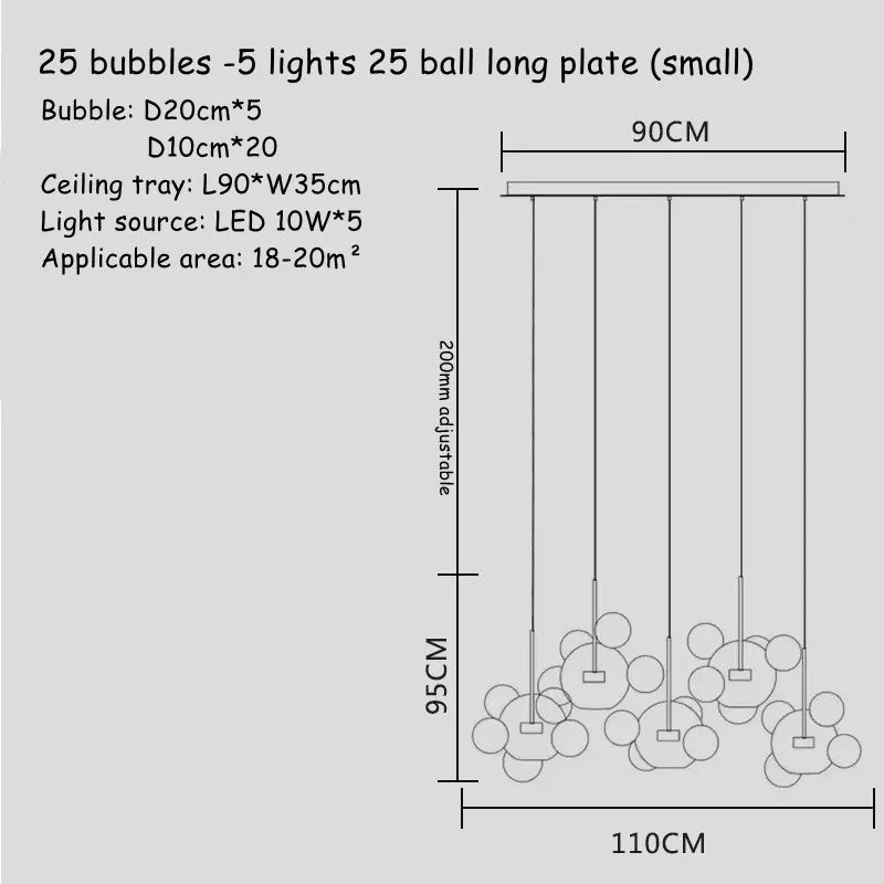 Decorbites™ Glas-Blase-LED-Kronleuchter für Kinder-Küchen-Esszimmer-Büro-Beleuchtung