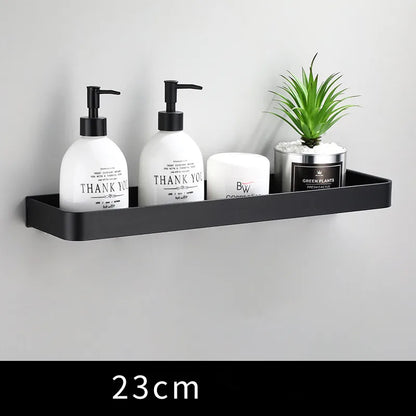 DecorBites™ Black Corner Shelf with Towel Bar, Wall Mounted Aluminum Kitchen Storage Holder