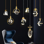Gold Crystal Art Deco Pendant Light For Kitchen