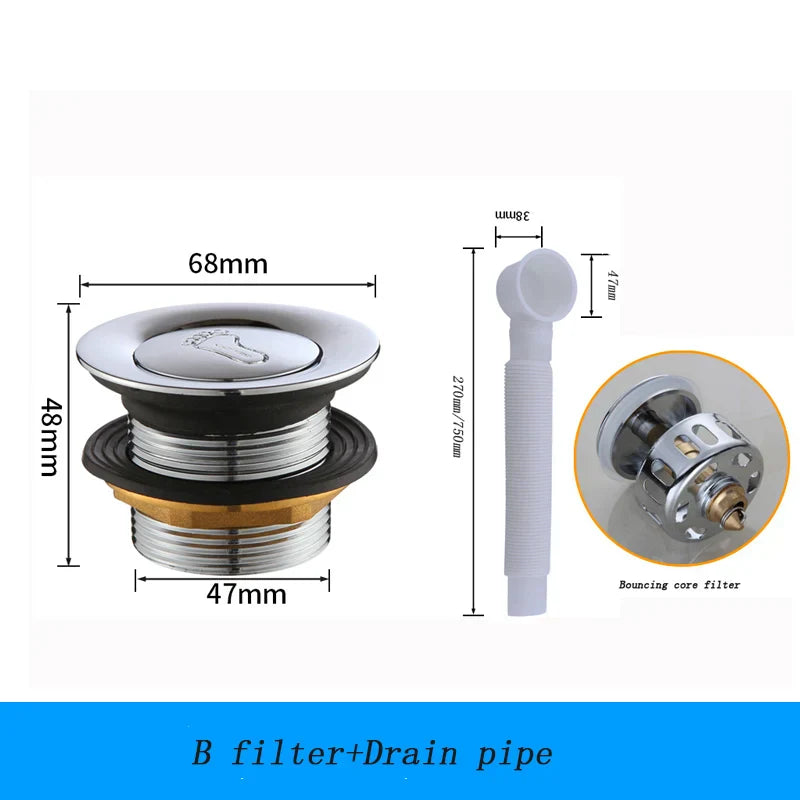 DecorBites™ Copper Tub Tub Pop-Up Core Foot Drainer Valve Drain Pipe Fittings