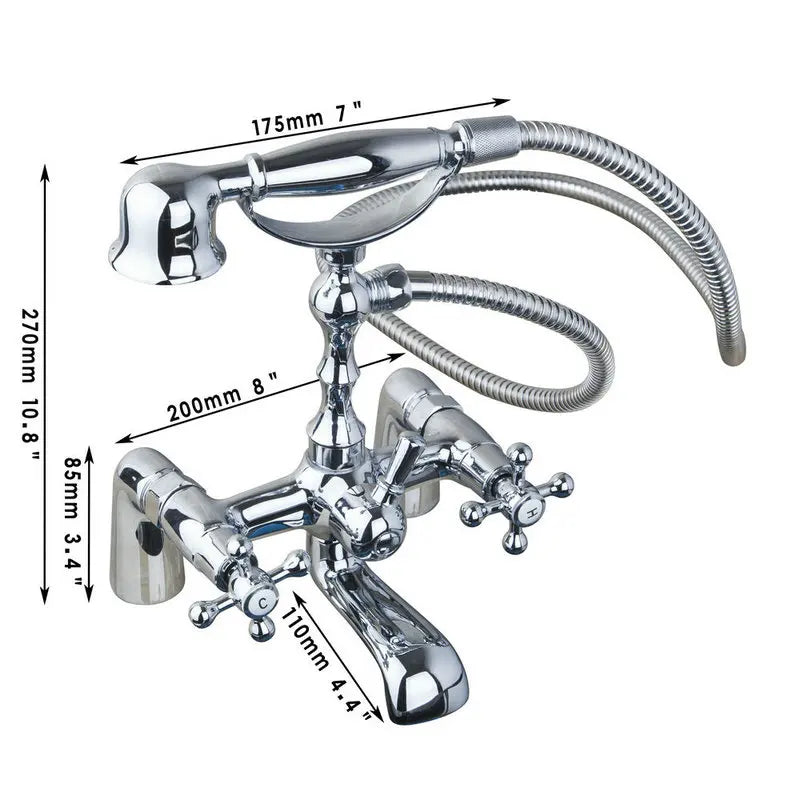 DecorBites™ Golden Bathtub Faucet with Handshower and 2 Handles