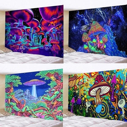 Decorbites™ Illusorisches Pilzkunst-Gobelin - Buntes Hippie-Wandbild