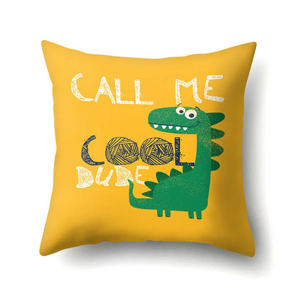 Decorbites™ Dino-Baby-Kissenbezug: Süßer Dino-Auto-Fahrer-Buchstaben-Kissenbezug für Schlafzimmer-Dekoration