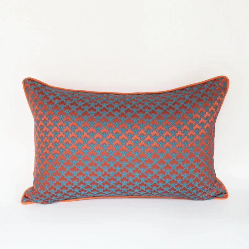 Decorbites™ Geometrisches Blau- und Rot-Jakard-Material Taillen-Kissenbezug für modernes Luxus-Dekor