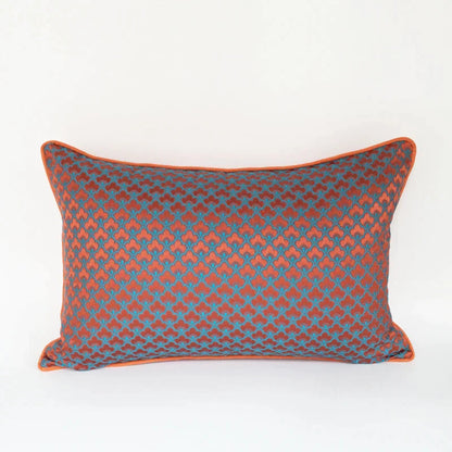 Decorbites™ Geometrisches Blau- und Rot-Jakard-Material Taillen-Kissenbezug für modernes Luxus-Dekor
