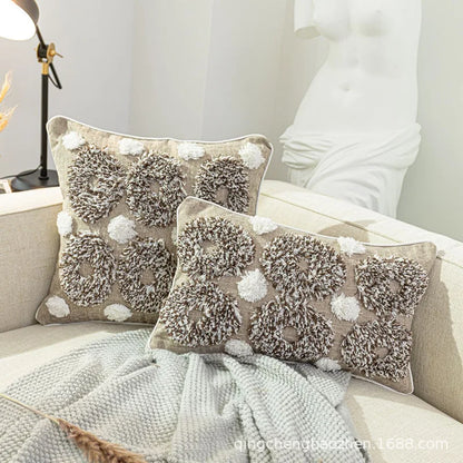 DecorBites™ Grey Diamond Tufted Zigzag Cushion Cover 45x45cm - Moroccan Style Pillowcase