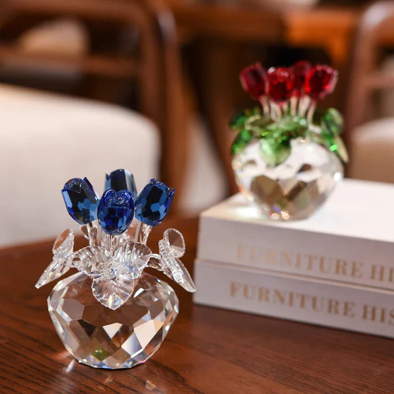 Decorbites™ Kristall-Rosenblumen-Träume Glas-Papiergewicht-Bouquet-Skulptur