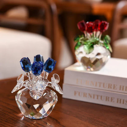 Decorbites™ Kristall-Rosenblumen-Träume Glas-Papiergewicht-Bouquet-Skulptur