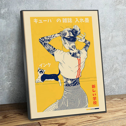 Decorbites™ Japanisches Katzenplakat Vintage-Leinwanddruck für Retro-Wandkunst im modernen Zuhause