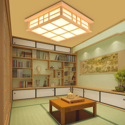 Decorbites™ Japanische Tatami-Holz-Deckenleuchte LED, Beleuchtung für Esszimmer, Schlafzimmer und Arbeitszimmer