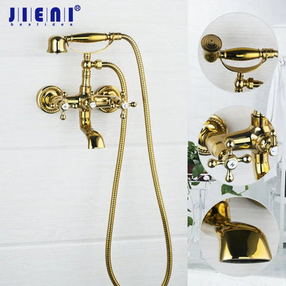 Decorbites™ Golden Duscharmatur mit Doppelgriffen für Waschbecken und Badewanne
