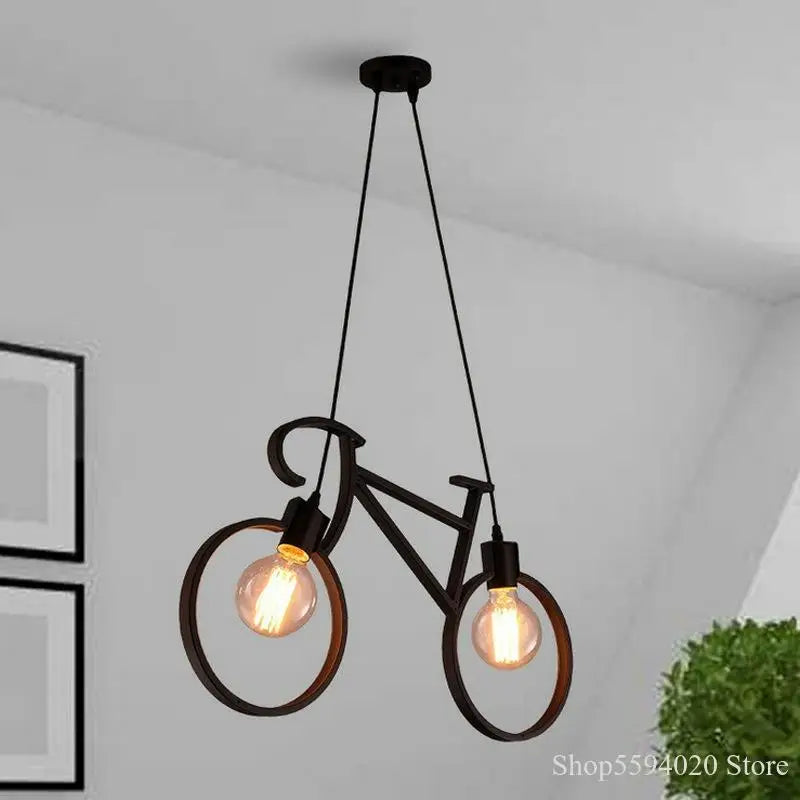 DecorBites™ Iron Bike Chandelier Pendant Lamp for Restaurant, Bar & Home Lighting