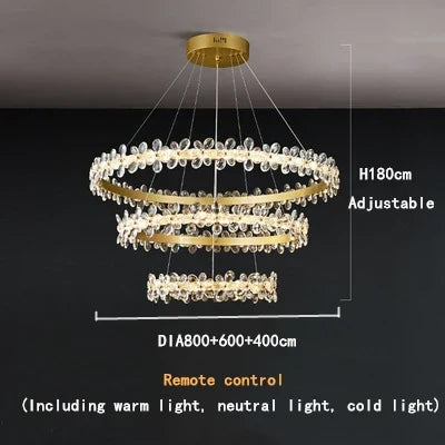 DecorBites™ Crystal LED Chandelier: Luxury Lighting for Living, Dining, Kitchen - Elegant Iron & Aluminum Design