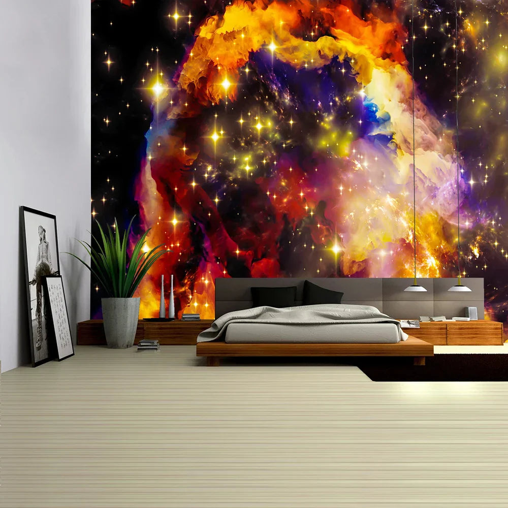 Decorbites™ Galaktisches psychedelisches Weltraum-Gobelin als Wandbehang für hochwertige Boho-Dekoration