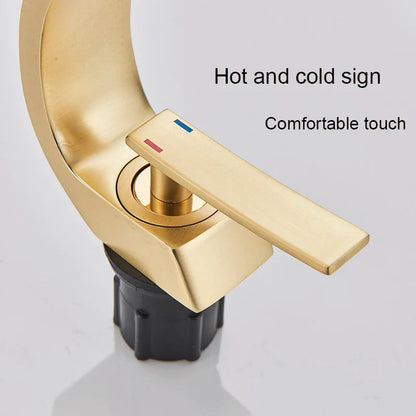 Decorbites™ Gebürsteter Gold Waschbeckenarmatur, Aufsatz-Waschbeckenmischer für das Badezimmer