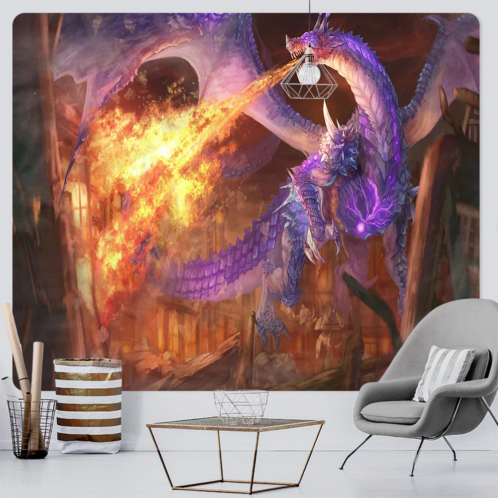 DecorBites™ Dragon Psychedelic Art Tapestry for Home Decoration and Sofa Blanket