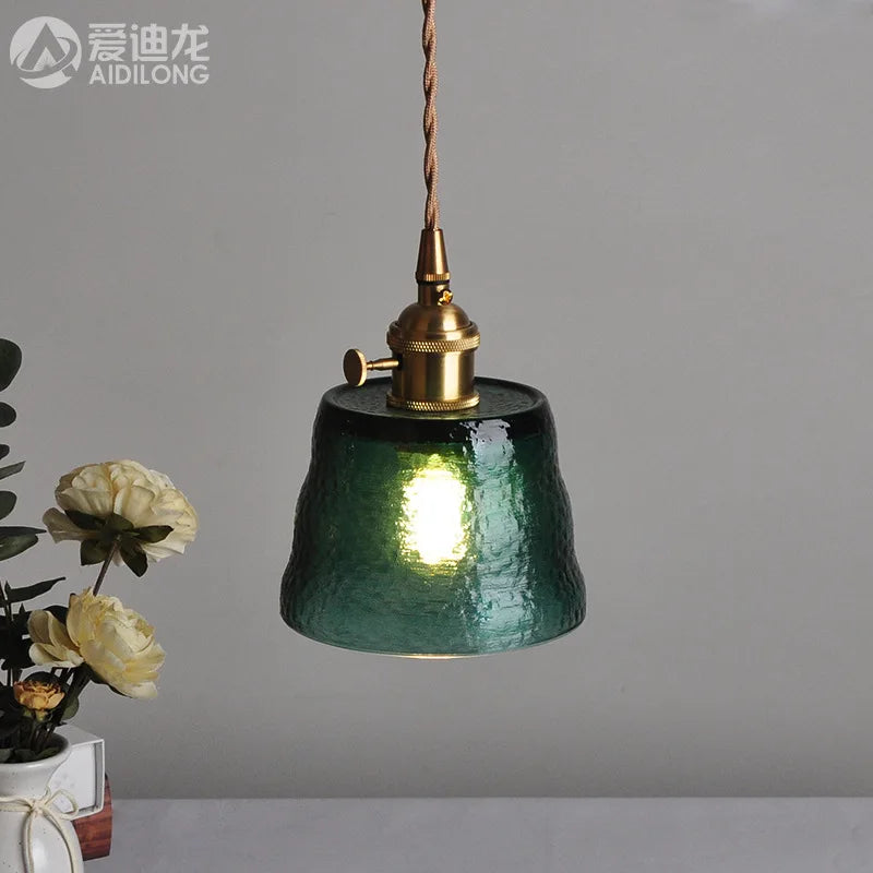 Decorbites™ Grüne Glas-LED-Hängeleuchte - Japanischer Stil Nordisch Kupfer Hängelampe