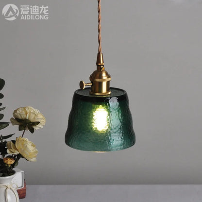 Decorbites™ Grüne Glas-LED-Hängeleuchte - Japanischer Stil Nordisch Kupfer Hängelampe
