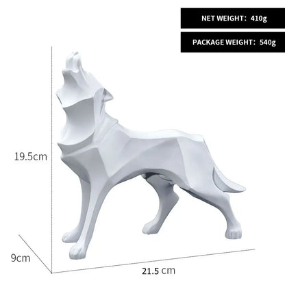 DecorBites™ Geometric Wolf Statue Resin Abstract Animal Figurine Home Office Decor Sculpture
