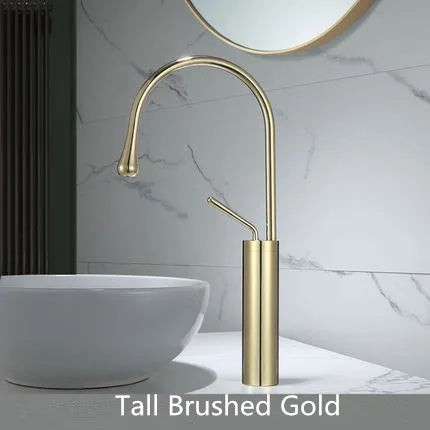 Gold Marble Basin Faucet Tall Style