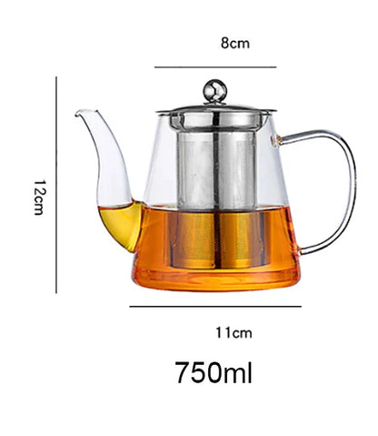 Decorbites™ Glas-Teekanne mit Infuser: Gefilterte Teekanne für Oolong, Puer, Kaffee und Blumentee