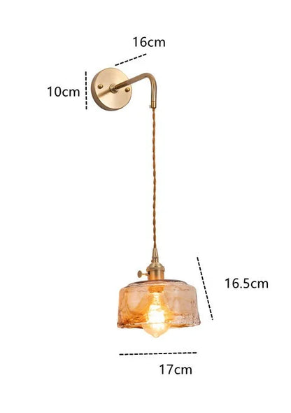 Decorbites™ Bernstein-Glas-Wandleuchte-Schalter, Moderne Kupfer-LED-Lampe für Zuhause, Schlafzimmer, Wohnzimmer