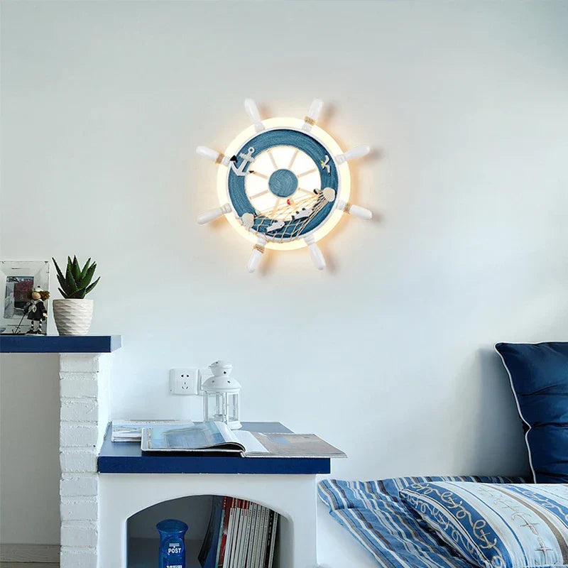 Decorbites™ Kinder-LED-Schiffssteuerrad-Wandleuchte - Mittelmeer-Dekor Ozeanthema